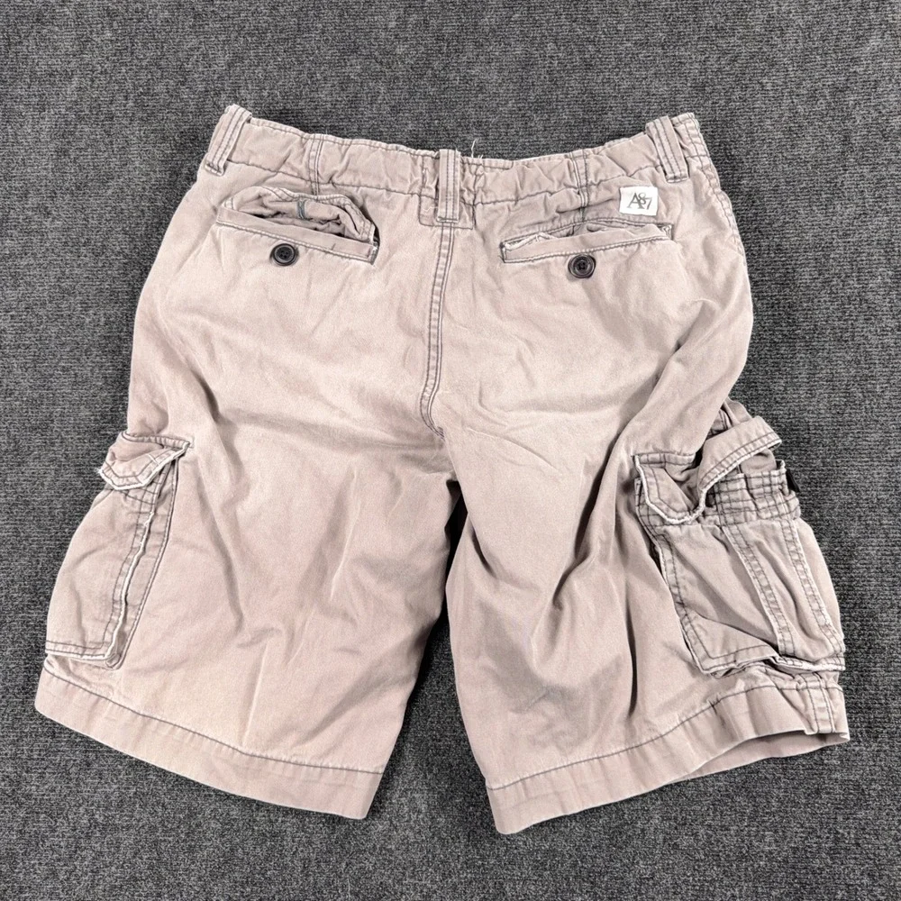 Aeropostale Authentic Cargo Shorts Cotton‎ Twill Utility Pockets 32 Khaki Tan